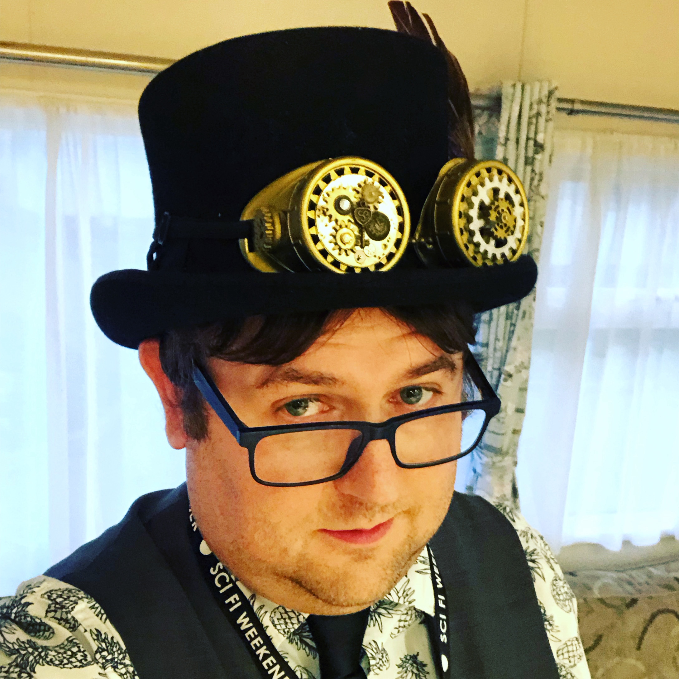 Photo of Neil Turner wearing a Steampunk inspired outfit.