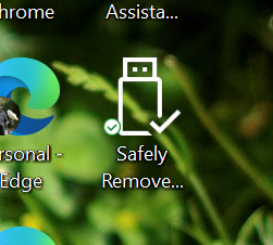 A screenshot of a Safely Remove Hardware shortcut on Windows desktop.