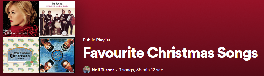 Screenshot of the cover of my favourite Christmas songs playlist on Spotify