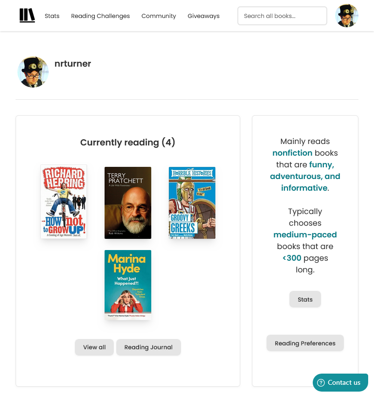 Screenshot of my profile on thestorygraph.com which is a potential alternative to Goodreads
