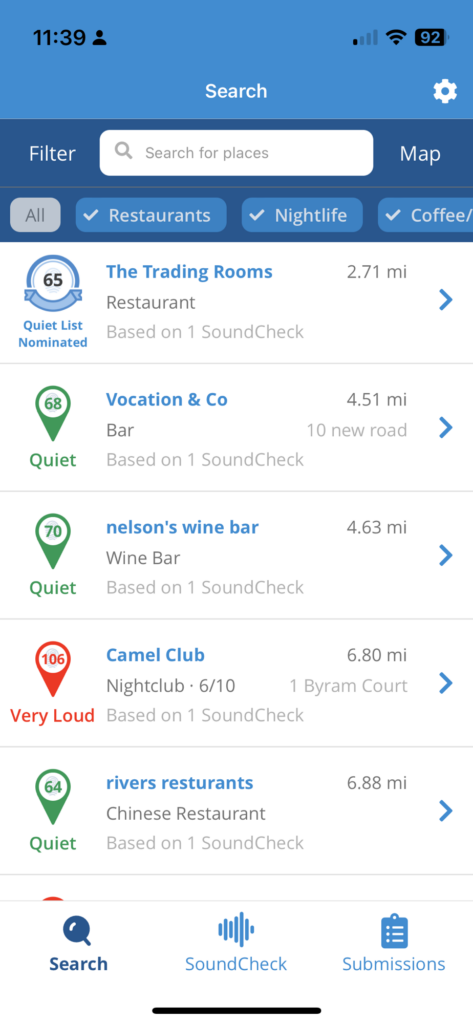 Screenshot of the SoundPrint app