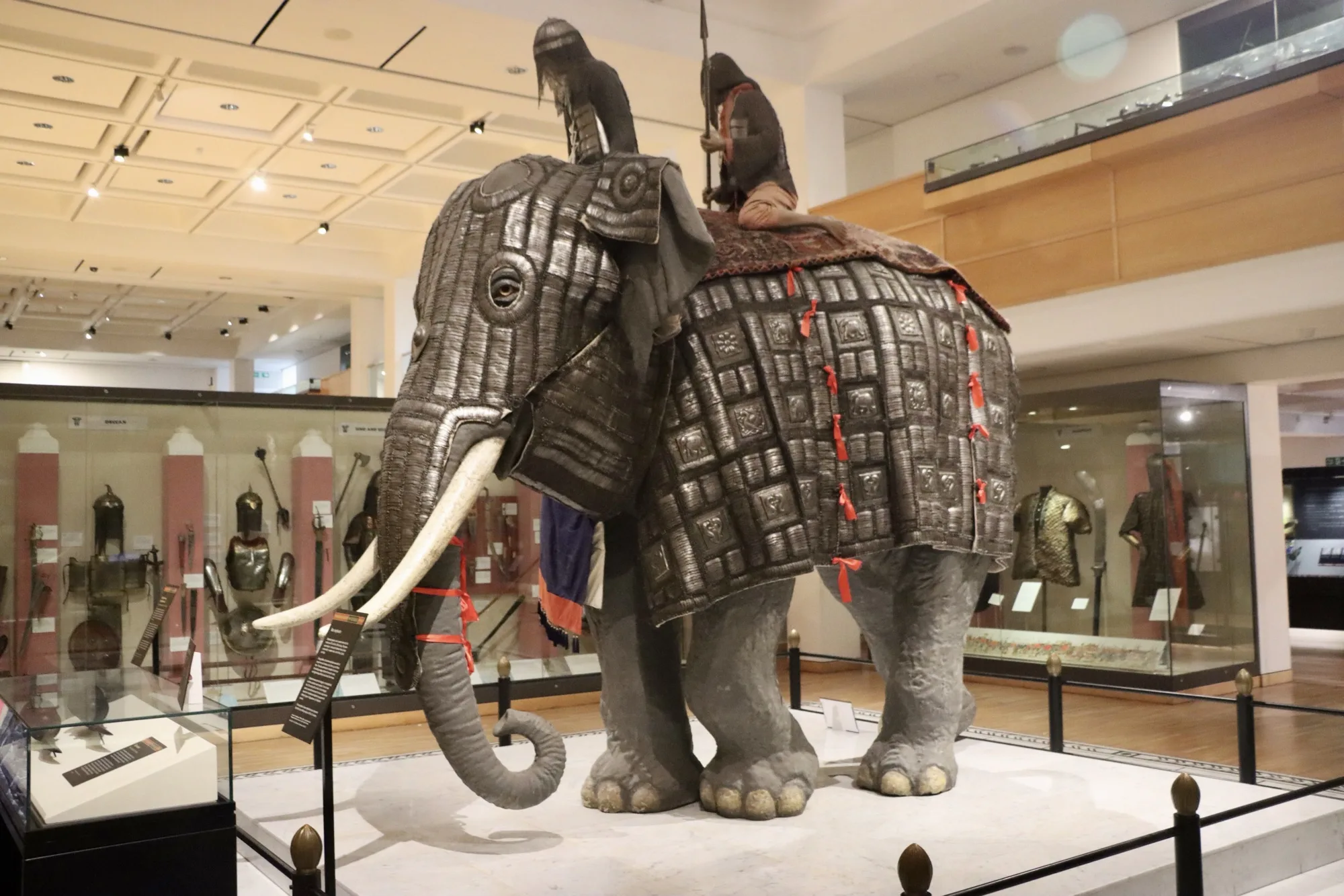 A model of an armoured elephant at the Royal Armouries museum in Leeds