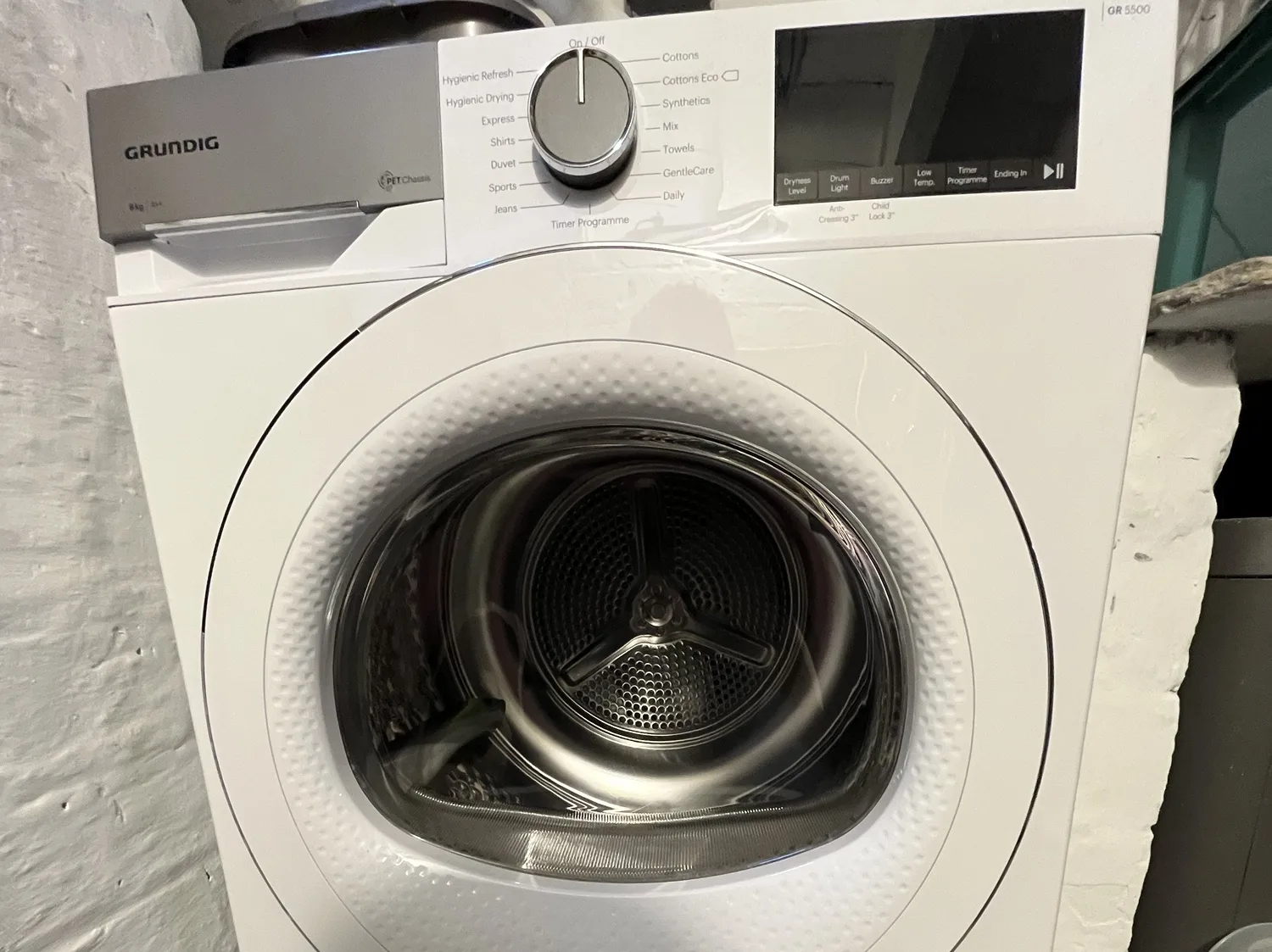 A photo of our tumble dryer that we use for drying our laundry.