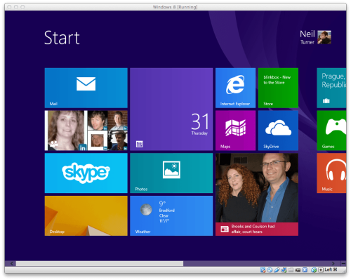 Screenshot of the start screen in Windows 8.1