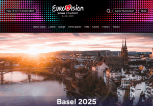 Screenshot of the Eurovision Song Contest home page for this year's contest in Basel, Switzerland