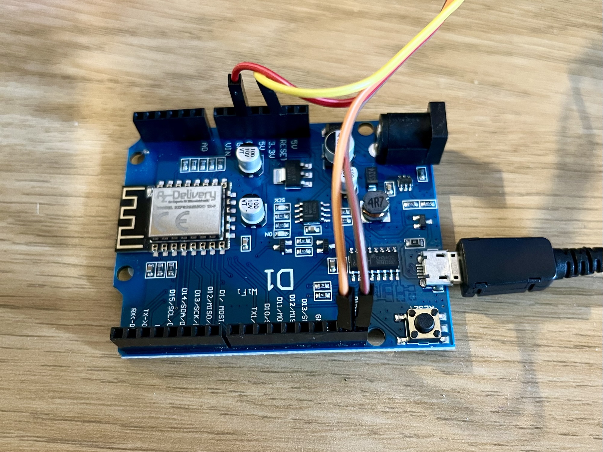 A AZDelivery D1 development board that I've used to flash Portisch firmware on a Sonoff RF Bridge