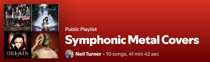 A screenshot of the symphonic metal covers playlist on Spotify