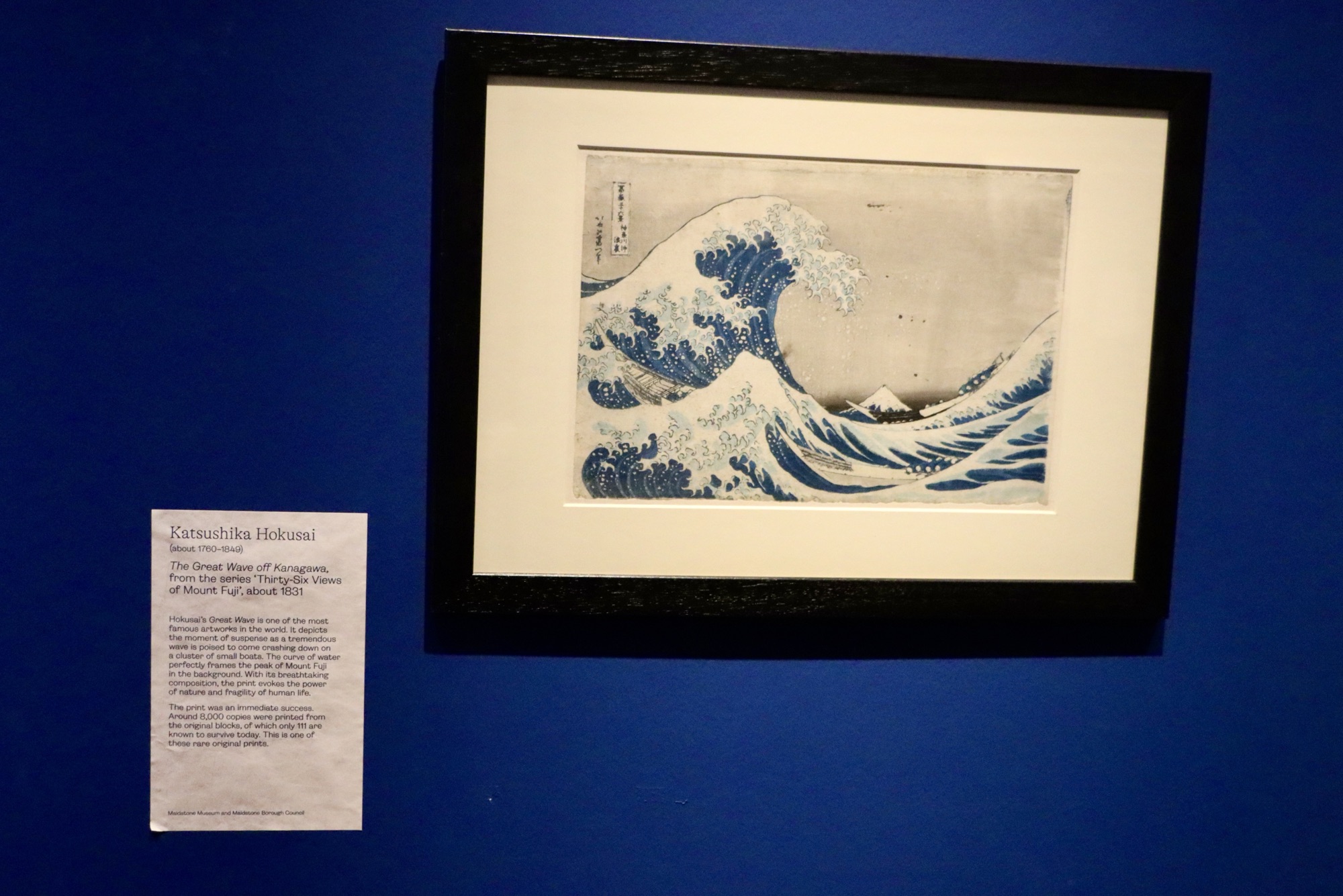 A print of 'The Great Wave off Kanagawa' on display at the Making Waves exhibition at the York Art Gallery