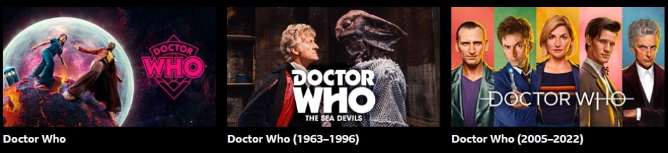 Screenshot of the Doctor Who series on BBC iPlayer