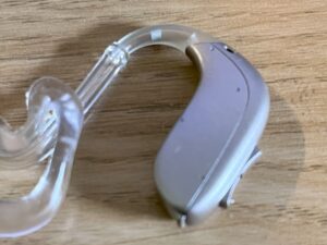 A photo of one of my new hearing aids