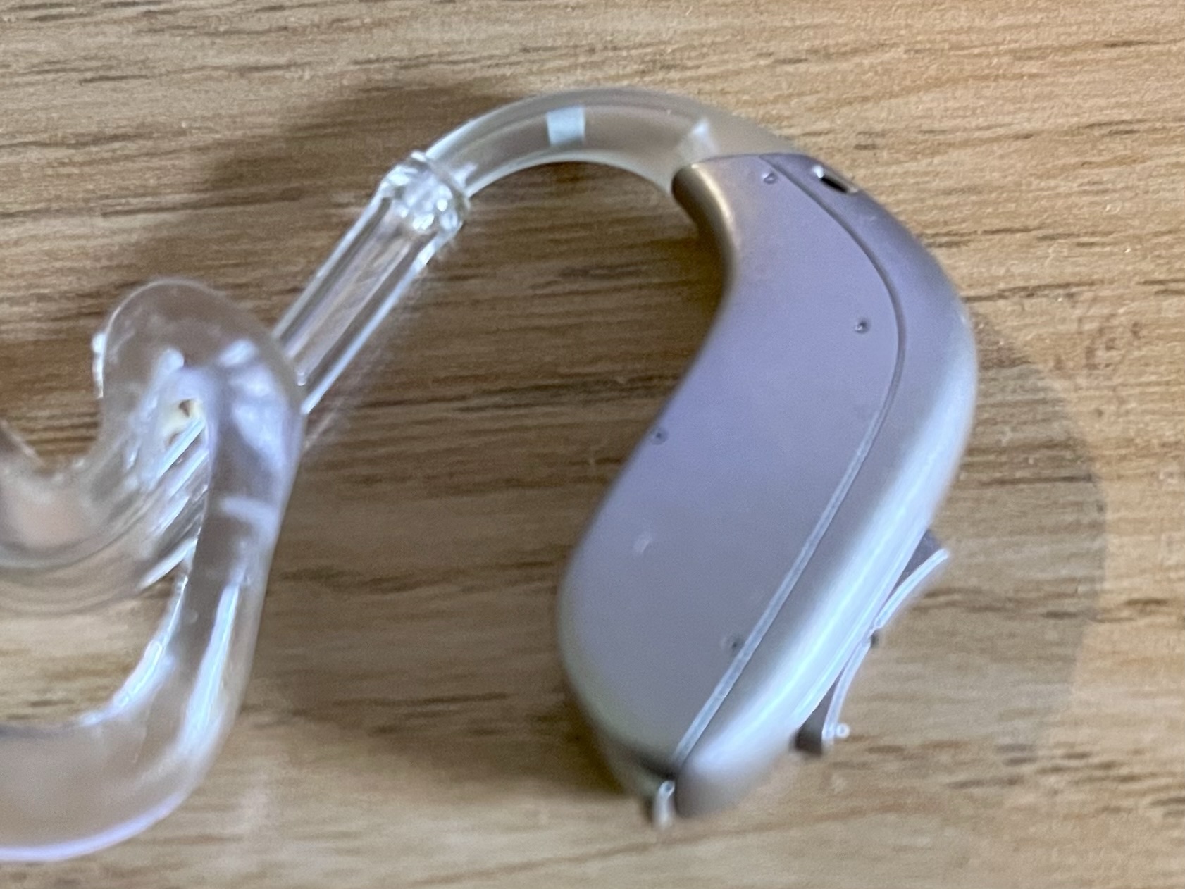 A photo of one of my new hearing aids