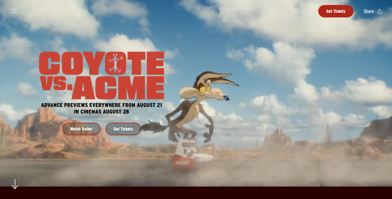 A screenshot of the Coyote vs Acme web site