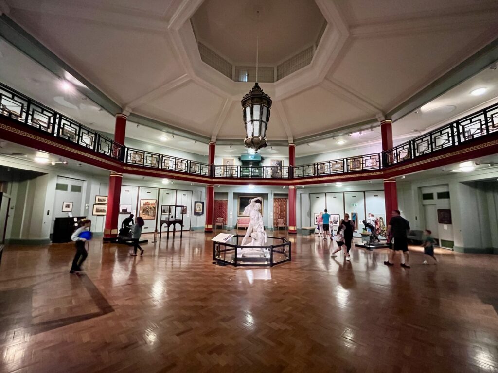 A wide angle photo of the Octagonal gallery at Cliffe Castle